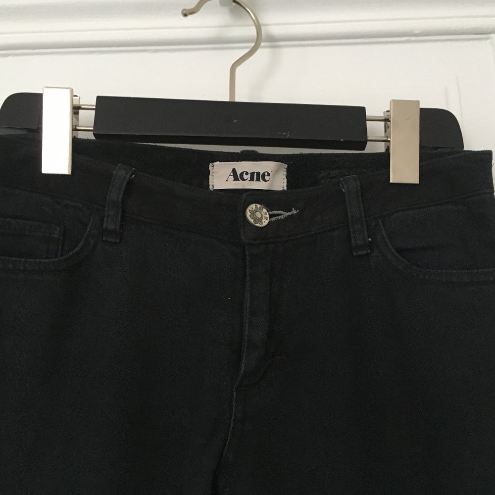 Rare Acne black and suede skinny jeans pants Kex Hitcher size 25-26 XS S